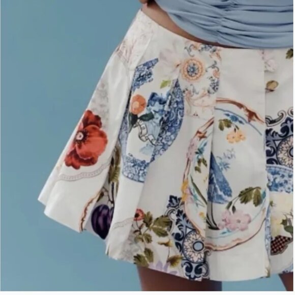 Anthropologie Maeve Cotton Pleated Skort size 14 - Picture 2 of 6